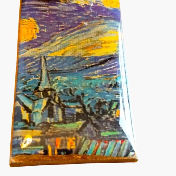 Van Gogh Starry Night Rectangle Earrings Pierced Hook - Picture 8 of 9